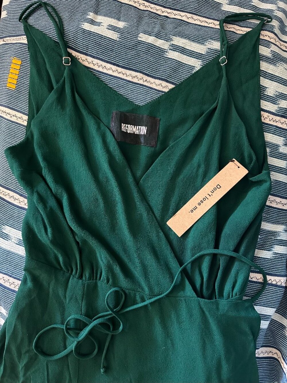 REFORMATION | NWT Temple Wrap Dress in Emerald (size Medium)